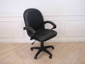 Chair, leather seat, curved backrest.