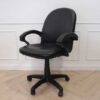 Chair, leather seat, curved backrest.