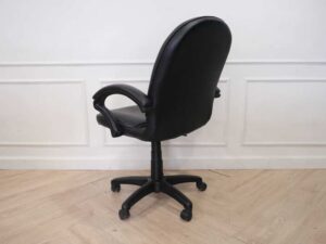 Chair, leather seat, curved backrest.