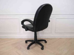 Chair, leather seat, curved backrest.