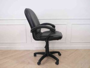 Chair, leather seat, curved backrest.