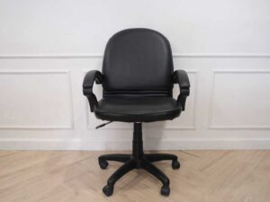 Chair, leather seat, curved backrest.