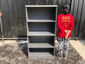 Document shelf, 4 shelves, wooden frame, gray color