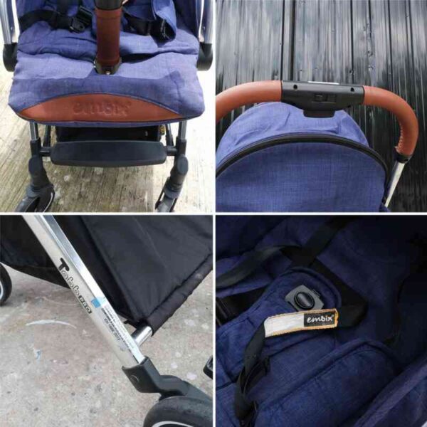 EMBIX baby stroller, blue stroller, swivel wheels, lightweight, EMBIX brand
