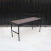 Folding table, wood top, steel legs