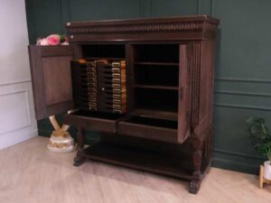 Sideboard, carved wood European work comes from Germany.
