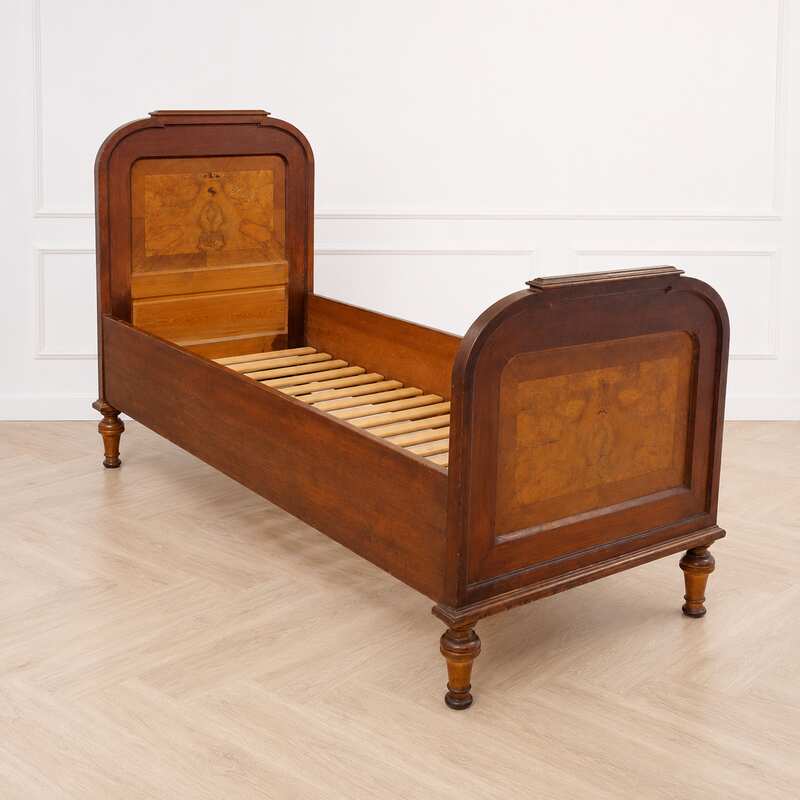 3 foot bed, walnut wood, European workmanship, sourced from Germany.