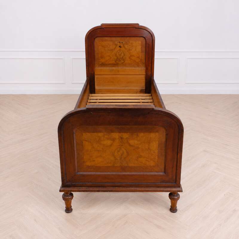 3 foot bed, walnut wood, European workmanship, sourced from Germany.