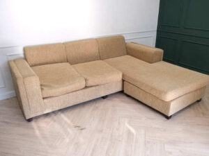 L sofa corner sofa brown fabric cushion wooden frame black legs reclining sofa.