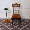 Dining chair, fabric upholstery, walnut color, European workmanship from Germany.