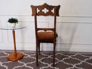 Dining chair, fabric upholstery, walnut color, European workmanship from Germany.