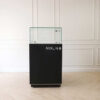 Jewelry cabinet, glass cabinet to display products Square shape, black wooden base, has 2 storage cabinets that open.