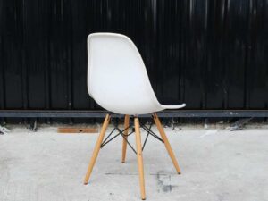 Black fabric upholstered chair, wooden legs, cafe chair, restaurant chair