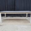 8-seat conference table, steel legs, wooden top, wood color