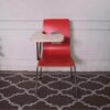 Red wooden lecture chair, white wooden writing board, steel legs.