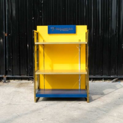3-tiered product shelves, adjustable yellow-blue Gold stainless steel frame Attached to the side mirror
