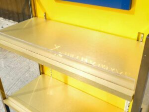 3-tiered product shelves, adjustable yellow-blue Gold stainless steel frame Attached to the side mirror