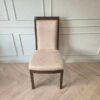 Elegant Wooden Dining Chair with Cream Upholstered Seat, Thai Floral Jacquard Fabric