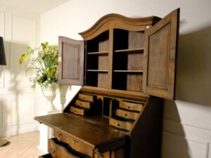 antique style bookcase Golden Oak wood color European work comes from Germany.