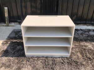 Document shelf, 3 shelves, wooden frame, light grey.