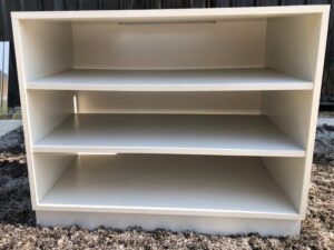 Document shelf, 3 shelves, wooden frame, light grey.