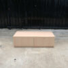 Multi-purpose storage cabinet, low shape, brown wood frame, wood pattern, 2 drawers.