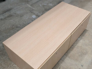 Multi-purpose storage cabinet, low shape, brown wood frame, wood pattern, 2 drawers.