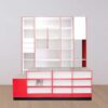 Mini mart counter cash counter Shop counter, white and red, 1 set, 4 pieces