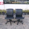 Leather office chair, wavy backrest, work chair with arms