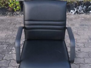 Leather office chair, wavy backrest, work chair with arms