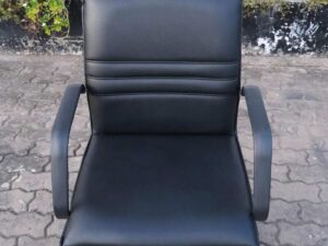 Leather office chair, wavy backrest, work chair with arms