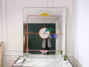 Mirror, large wall mirror Beautiful paint on the glass