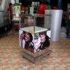 Jewelry cabinet, glass cabinet to display products Square shape, 1 glass door opening, white wooden base.