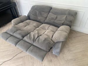 2 seat sofa electric reclining sofa fabric upholstery cream color