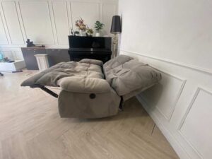 2 seat sofa electric reclining sofa fabric upholstery cream color