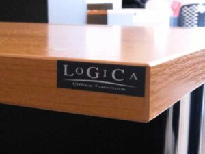 Work desk, computer desk, wooden top, steel legs, Logica brand
