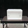 Product shelf Pallet There is a hole for the electrical wire. High gloss white wood frame