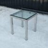 Stainless steel frame side table, glass top