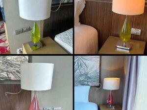 Table lamp, resin core, steel base, work from a 5 star hotel.