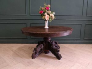 Dining table, walnut color, vintage style, European workmanship, from Germany.