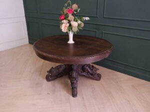 Dining table, walnut color, vintage style, European workmanship, from Germany.