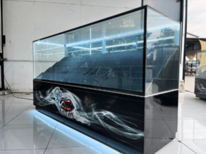 Jewelry cabinet, glass display cabinet, phone display cabinet, sliding glass door, black