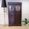 Wardrobe with 2 doors, vintage style, walnut wood color, European workmanship, sourced from Germany.