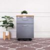 Wooden filing cabinet, 2 drawers, gray color, wooden top
