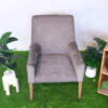 Wooden chair, gray fabric cushion, beautiful frame.
