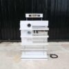 Product shelf 5-tiered product display shelf, adjustable shelves, lighted sign on top, white (large size)