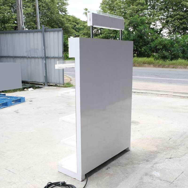 Product shelf 5-tiered product display shelf, adjustable shelves, lighted sign on top, white (large size)