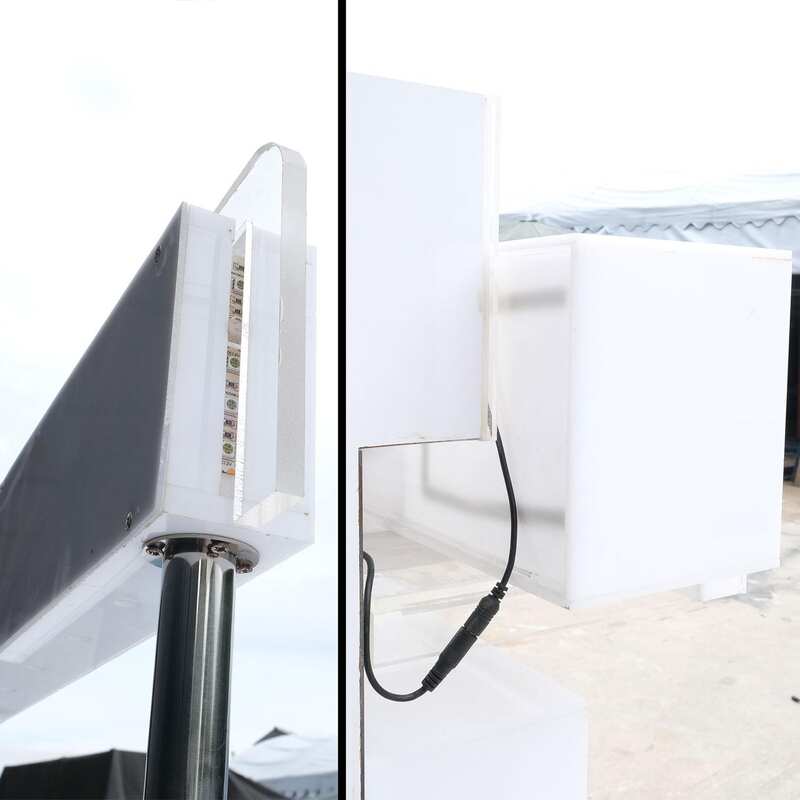Product shelf 5-tiered product display shelf, adjustable shelves, lighted sign on top, white (large size)