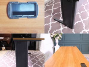 Computer desk with wood top and Rockworth steel legs, sizes 140-180 cm.