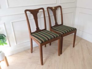 dining chair Green fabric upholstery, walnut wood color, European workmanship from Germany.